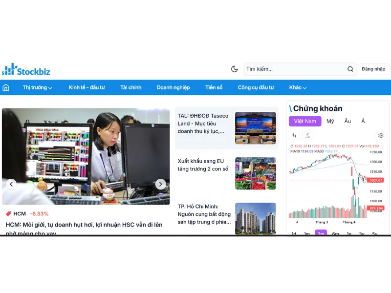 Chỉ số trung bình ngành của công ty Stockbiz
