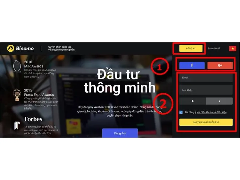 Hướng dẫn đăng ký Binomo