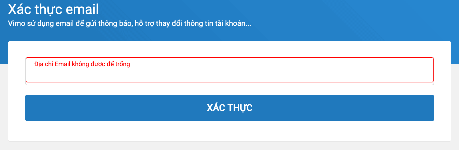 Xác thực tài khoản bằng email