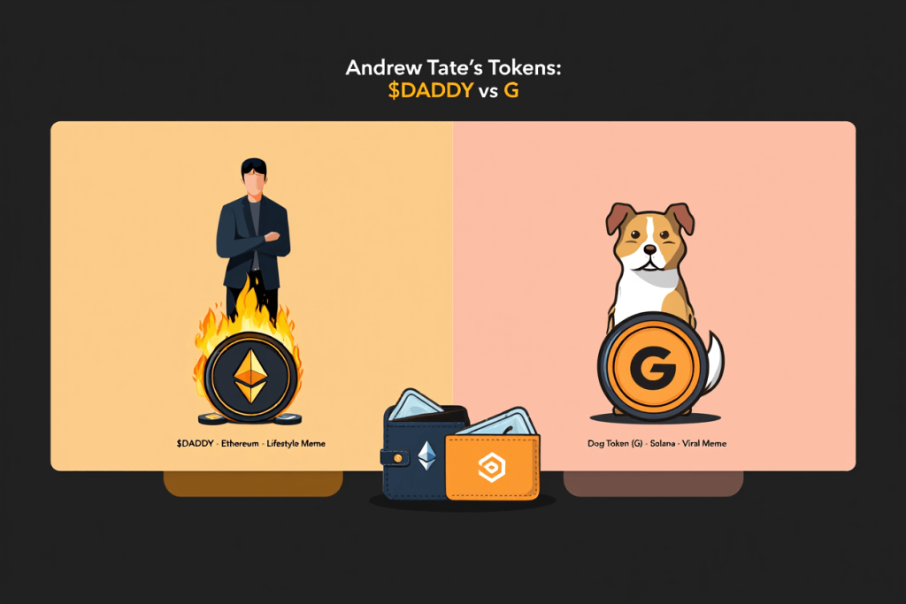 Andrew Tate’s Crypto Tokens: $DADDY vs. Dog Token (G)