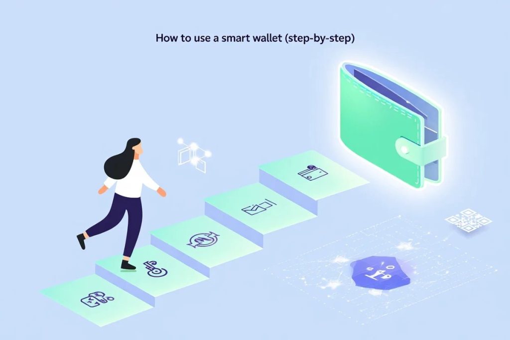 step of smart wallet usage from setup to secure asset control in Web3