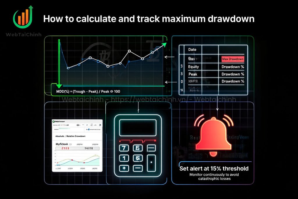 methods to calculate and track maximum drawdown manually, in Excel, and via forex platforms