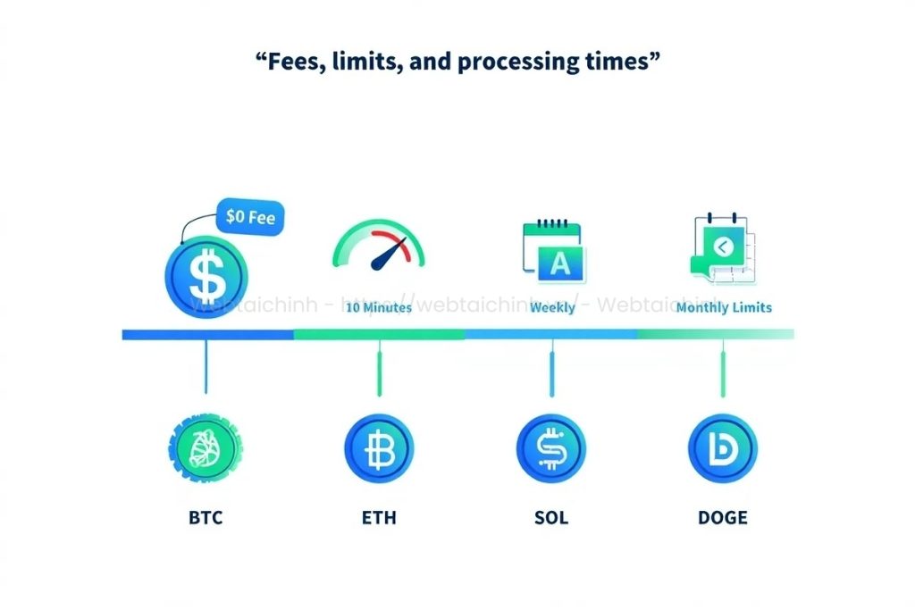 timeline showing how fast and how much crypto you can transfer from Robinhood