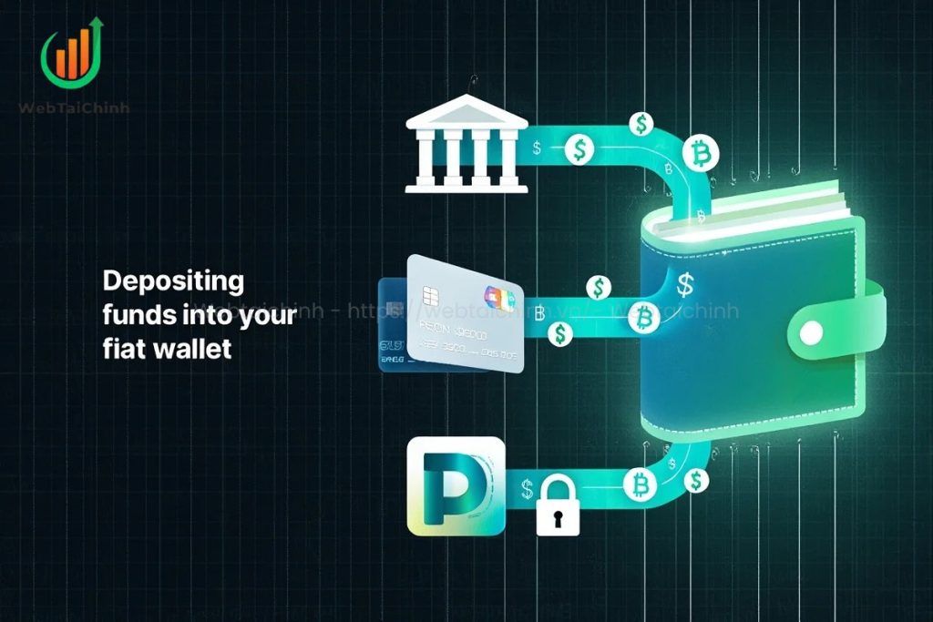 visual of fiat flowing into a Crypto.com wallet via bank, card, and gateway channels, ready for crypto conversion
