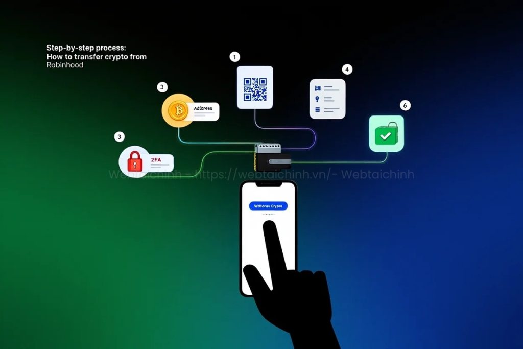 visual of the crypto withdrawal journey from Robinhood to an external wallet