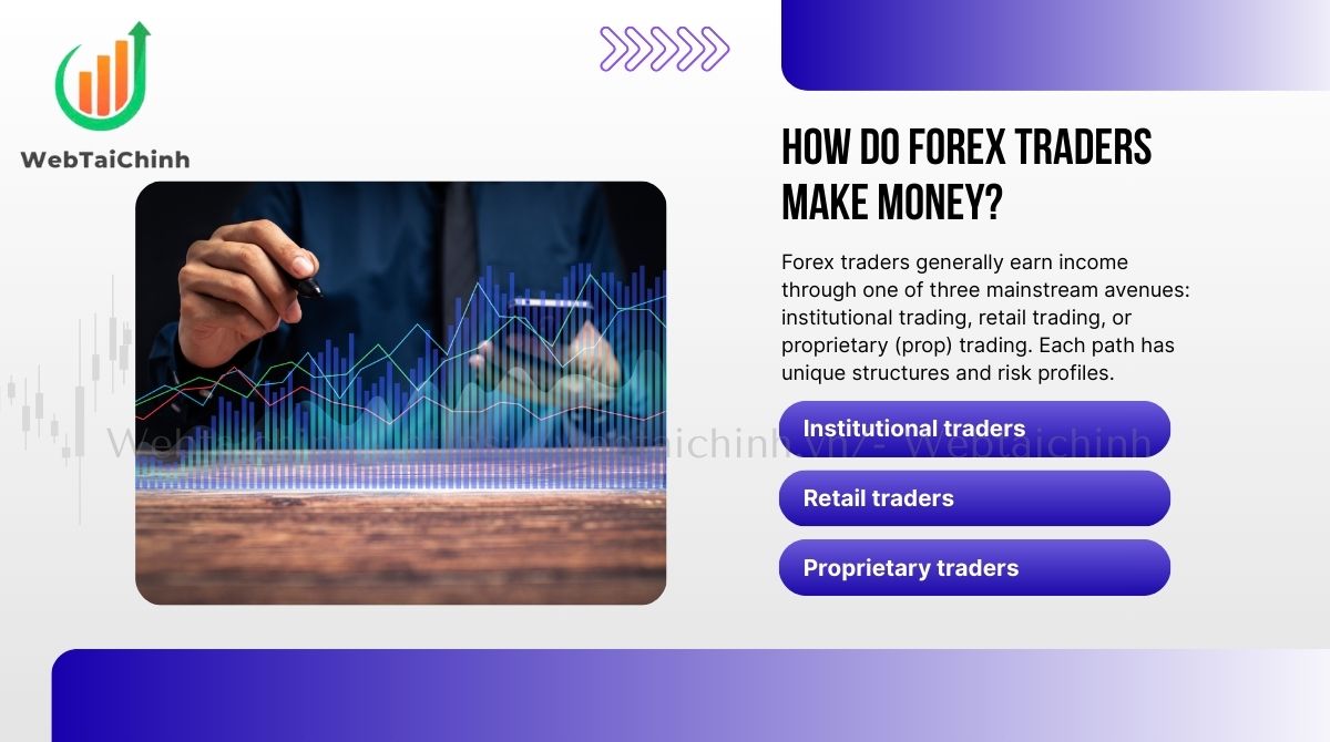 Forex traders generally earn income through one of three mainstream avenues